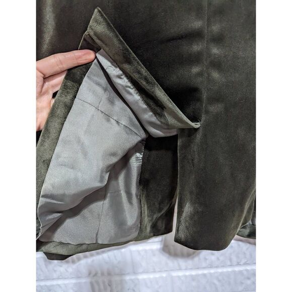 Joh Women's Olive Green Velveteen Double Breasted Buttons Blazer Jacket Medium - Picture 7 of 8